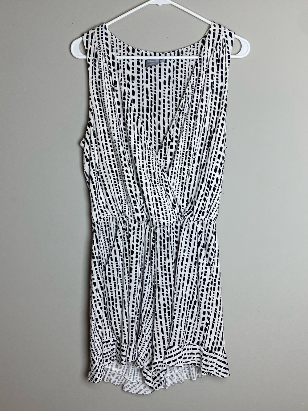 Sleeveless Black & White Patterned Romper